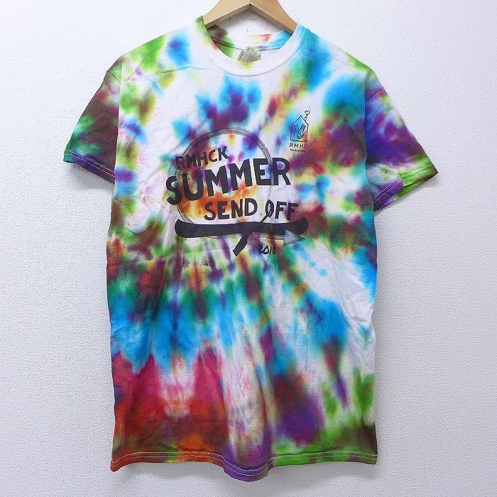 M/古着 半袖 Tシャツ サマー 企業広告 コットン クルーネック 青他