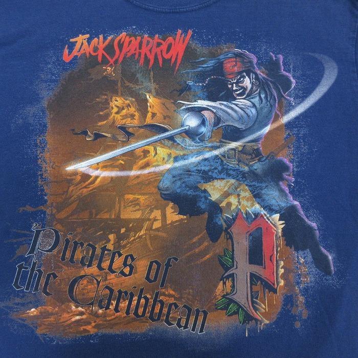 L 古着 半袖 Tシャツ ディズニー Disney パイレーツオブカリビアン ジャックスパロウ コットン クルーネック 紺 ネイビー 21mar16 中古 メンズ Ts 古着屋rushout 通販 Yahoo ショッピング