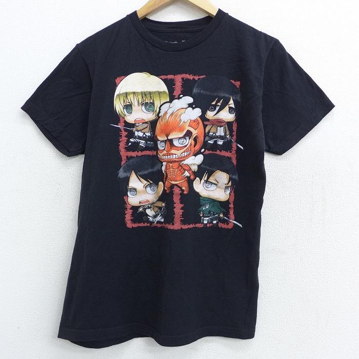 M 古着 半袖 Tシャツ アニメ 進撃の巨人 コットン クルーネック 黒 ブラック 21mar19 中古 メンズ Ts 古着屋rushout 通販 Yahoo ショッピング