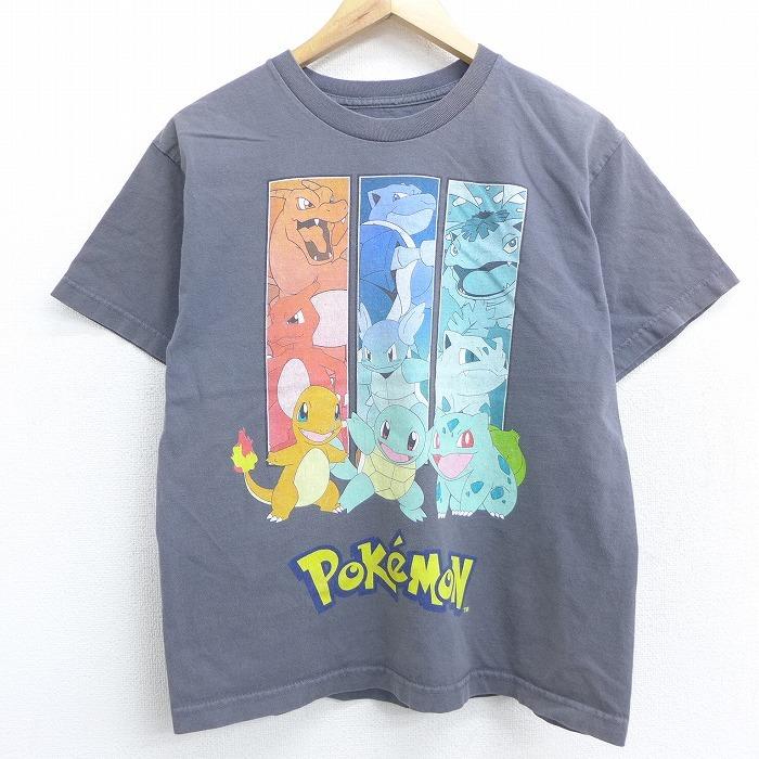 M 古着 半袖 Tシャツ ポケットモンスター ポケモン ヒトカゲ ゼニガメ フシギダネ コットン クルーネック 濃グレー 21mar30 中古 メンズ Ts 古着屋rushout 通販 Yahoo ショッピング