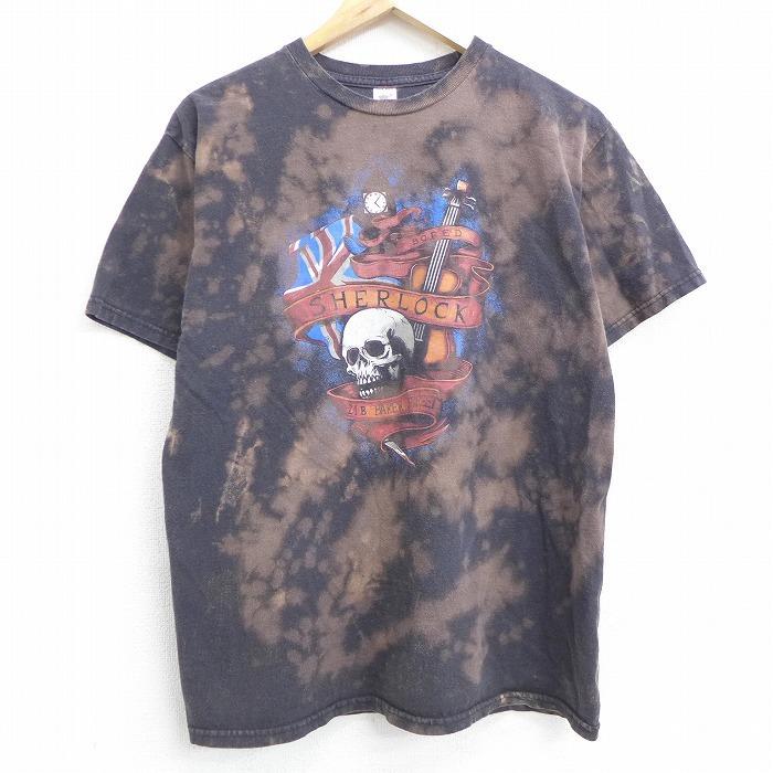 M 古着 半袖 Tシャツ シャーロックホームズ スカル バイオリン コットン クルーネック 黒他 ブラック ブリーチ加工 21apr01 中古 メンズ Ts 古着屋rushout 通販 Yahoo ショッピング