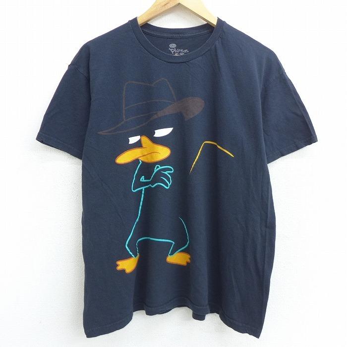 Xl 古着 半袖 Tシャツ メンズ アニメ フィニアスとファーブ カモノハシペリー コットン クルーネック 黒 ブラック 21jun11 中古 Ts 古着屋rushout 通販 Yahoo ショッピング