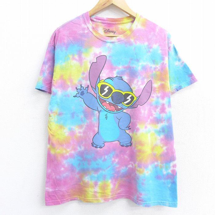 L 古着 半袖 Tシャツ メンズ ディズニー Disney スティッチ コットン クルーネック ピンク他 タイダイ 21jun24 中古 Ts 古着屋rushout 通販 Yahoo ショッピング