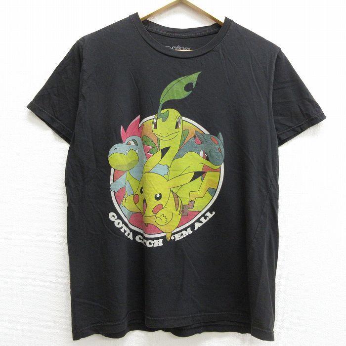 L 古着 半袖 Tシャツ メンズ 00s アニメ ポケットモンスター ポケモン ピカチュウ ベイリーフ コットン クルーネック 黒 ブラック 21jun24 Ts 古着屋rushout 通販 Yahoo ショッピング