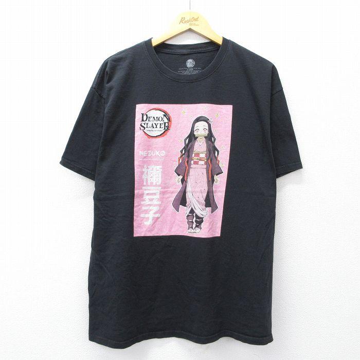 XL/古着 半袖 Tシャツ メンズ アニメ 鬼滅の刃 禰豆子 コットン クルー