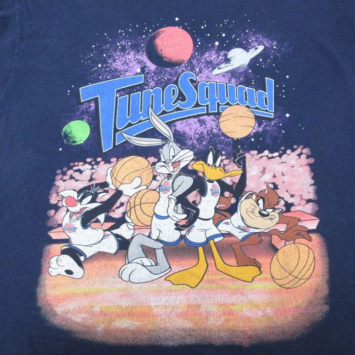 L/古着 半袖 Tシャツ メンズ スペースジャム ルーニーテューンズ LOONEY TUNES バッグスバニー タズ コットン クルーネック 紺 ネイビー 24｜furugiyarushout｜02