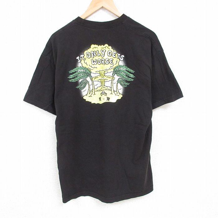 XL/古着 半袖 Tシャツ メンズ キノコ雲 スケルトン ピースマーク