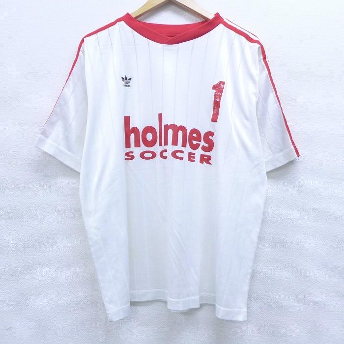 Xl 古着 長袖 サッカー Tシャツ 90s アディダス Adidas ワンポイントロゴ Holmes 1 クルーネック 白 ホワイト ストライプ 3本ライン apr27 中古 メンズ Tsb 古着屋rushout 通販 Yahoo ショッピング