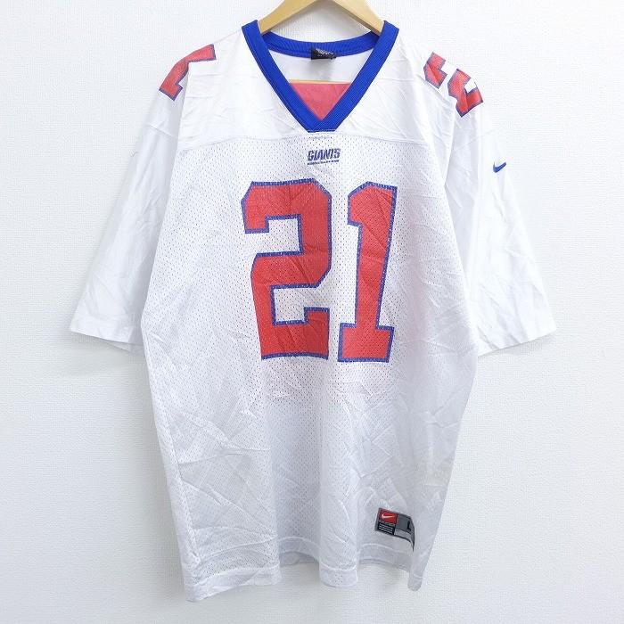 Xl 古着 半袖 フットボール Tシャツ 90s ナイキ Nike Nfl ニューヨークジャイアンツ ティキバーバー 21 大きいサイズ メッシュ地 Vネック 白 ホワイト アメフト Tsb 古着屋rushout 通販 Yahoo ショッピング