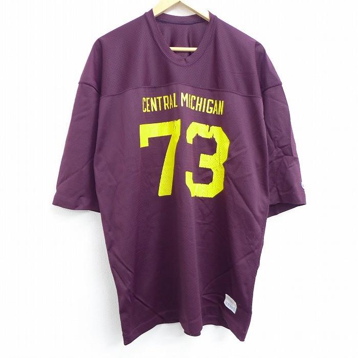 Xl 古着 半袖 フットボール Tシャツ 80s チャンピオン Champion セントラル ミシガン 73 メッシュ地 クルーネック エンジ ユニフォーム 20jun15 中古 メンズ Tsb20045631 古着屋rushout 通販 Yahoo ショッピング