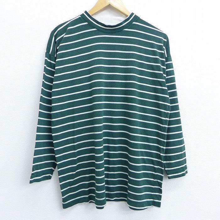 L 古着 長袖 Tシャツ 90s 無地 ハイネック モックネック 緑 グリーン ボーダー jun18 中古 メンズ Tsb 古着屋rushout 通販 Yahoo ショッピング