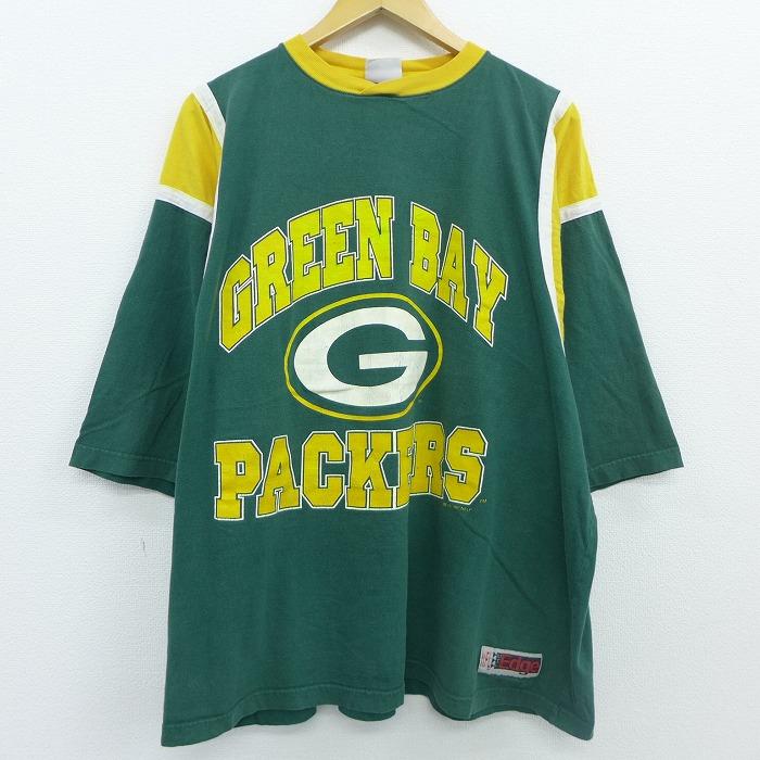 XL/古着 7分袖 ビンテージ フットボール Tシャツ 90s NFL グリーンベイ  