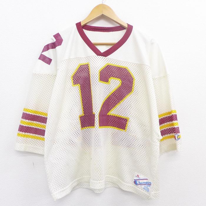 Xl 古着 7分袖 ビンテージ フットボール Tシャツ 80s チャンピオン Champion 12 Vネック 白 ホワイト jul15 中古 メンズ 7分丈 七分丈 七分袖 Tsb 古着屋rushout 通販 Yahoo ショッピング