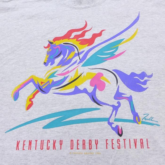 Xl 古着 長袖 ビンテージ Tシャツ 90s 馬 ペガサス ケンタッキー ダービー フェスティバル 競馬 クルーネック グレー 霜降り 21jan11 中古 メンズ Tsb 古着屋rushout 通販 Yahoo ショッピング