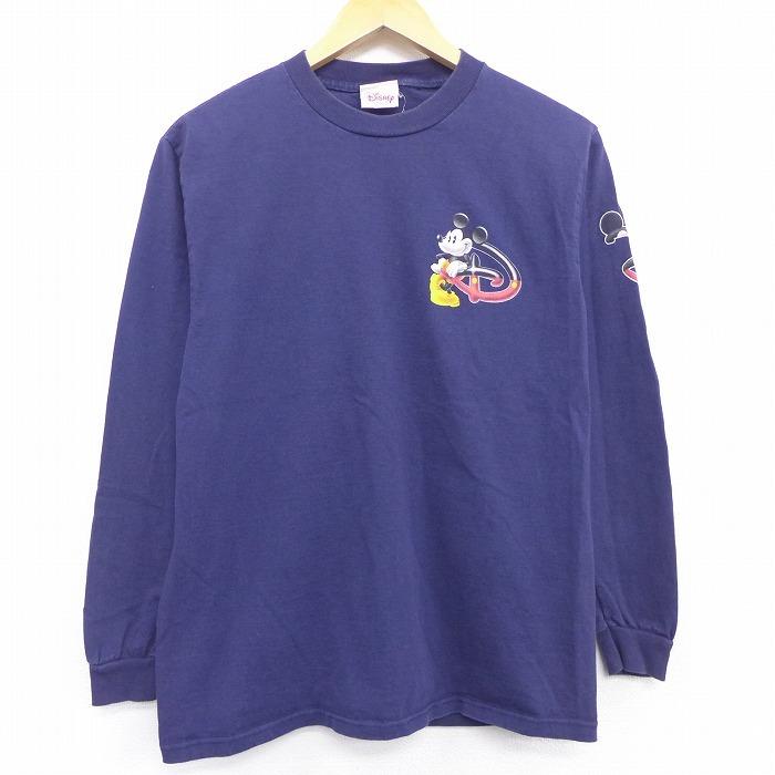 M 古着 長袖 Tシャツ ディズニー Disney ミッキー Mickey Mouse クルーネック 紺 ネイビー 21jan15 中古 メンズ Tsb1093 古着屋rushout 通販 Yahoo ショッピング