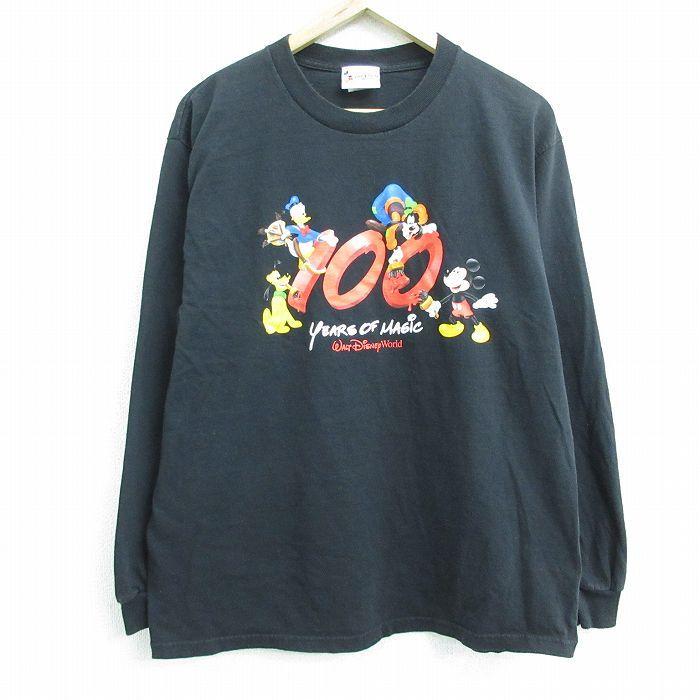 L 古着 長袖 ビンテージ Tシャツ メンズ 90s ディズニー Disney ミッキー Mickey Mouse ドナルド プルート コットン クルーネック 黒 ブラック 22feb16 中古 Tsb 古着屋rushout 通販 Yahoo ショッピング
