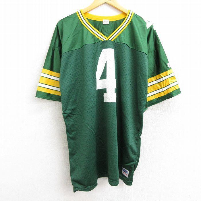 XL/古着 ウィルソン 半袖 ビンテージ フットボール Tシャツ メンズ 90s NFL FAVRE 4 大きいサイズ ロング丈 メッシュ地