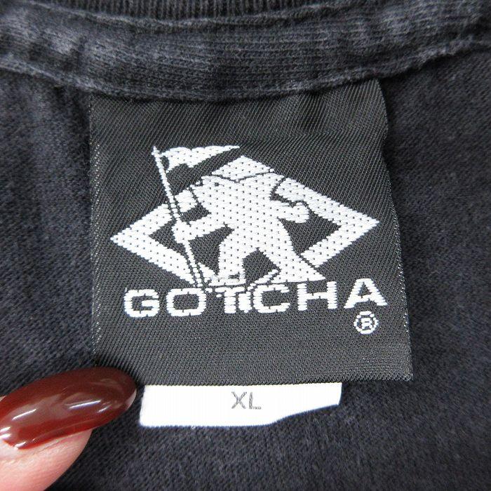 XL/古着 ガッチャ GOTCHA 長袖 ビンテージ Tシャツ メンズ 90s 大きいサイズ コットン ハイネック モックネック 黒 ブラック