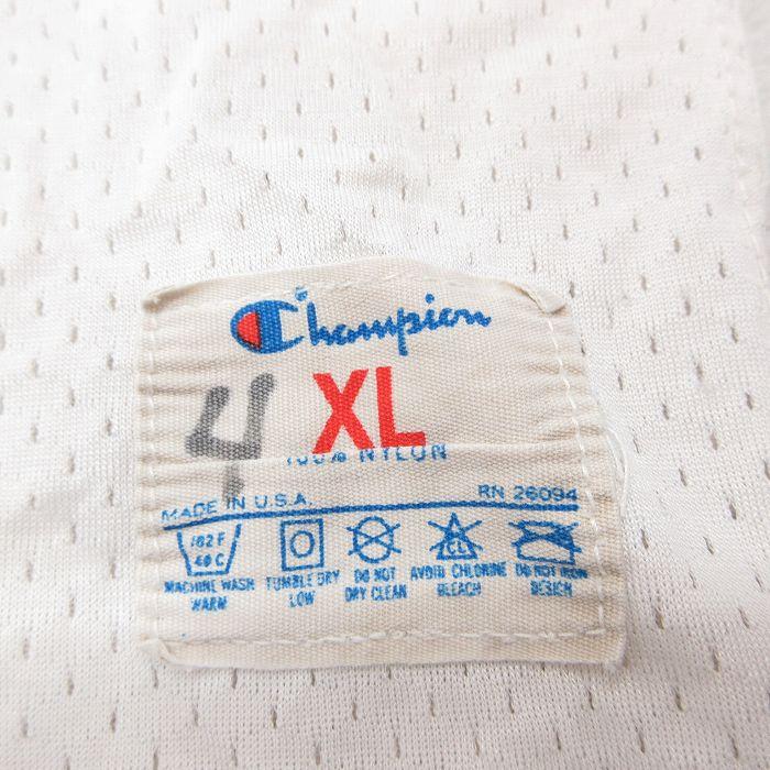 XL/古着 チャンピオン Champion 半袖 ビンテージ フットボール Tシャツ メンズ 80s バイキングス クルーネック ロング丈 白 ホワイト｜furugiyarushout｜05