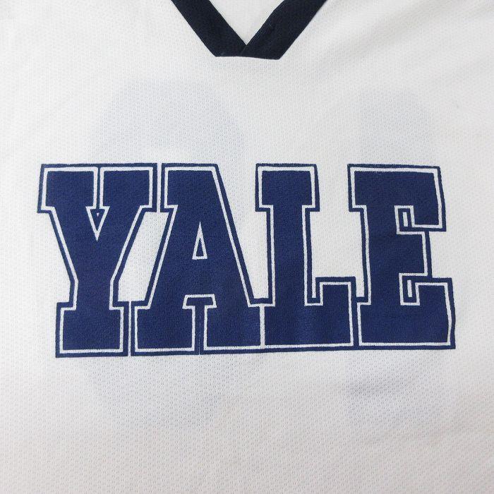 XL/古着 長袖 ビンテージ Tシャツ アイスホッケー ジャージ メンズ 90s イェール YALE 29 大きいサイズ ロング丈 Vネック 白他 ホワイ｜furugiyarushout｜03