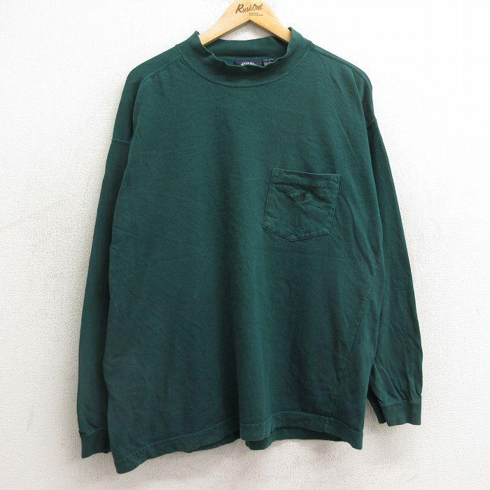 90s SIGNAL T-SHIRT ロンt OHIO GREEN XL 古着 XL/古着 ドッカーズ 長袖 ビンテージ Tシャツ メンズ 90s ワンポイント