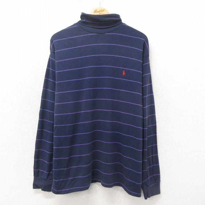 新品 ポロラルフローレン ハイネック コットン 霜降り ネイビー