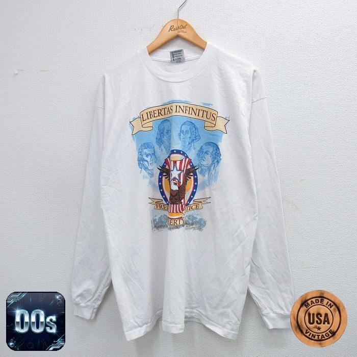 M/古着 長袖 ビンテージ Tシャツ メンズ 00s トーマスジェファーソン