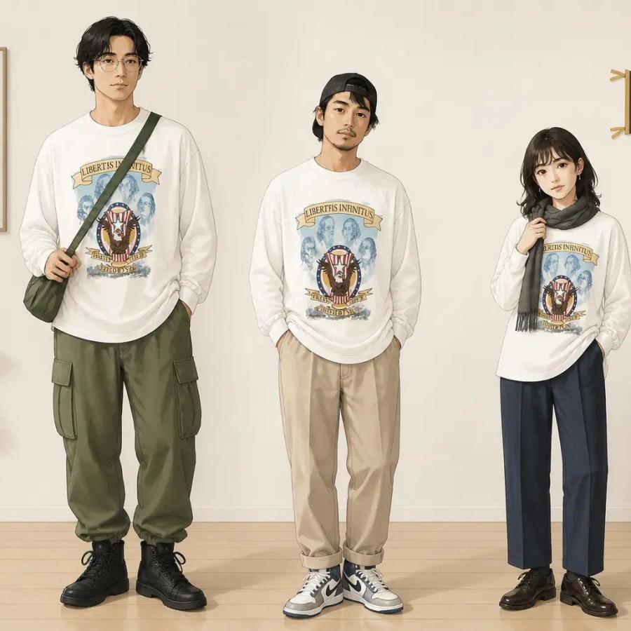 M/古着 長袖 ビンテージ Tシャツ メンズ 00s トーマスジェファーソン