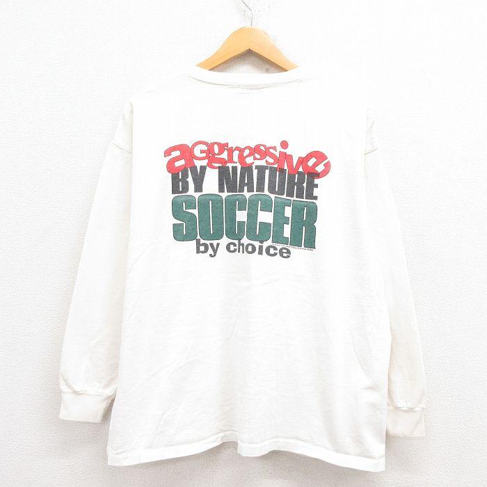 XL/古着 長袖 ビンテージ Tシャツ メンズ 90s サッカー 大きいサイズ