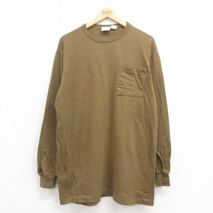 XL/古着 長袖 ビンテージ Tシャツ メンズ 90s 無地 胸ポケット