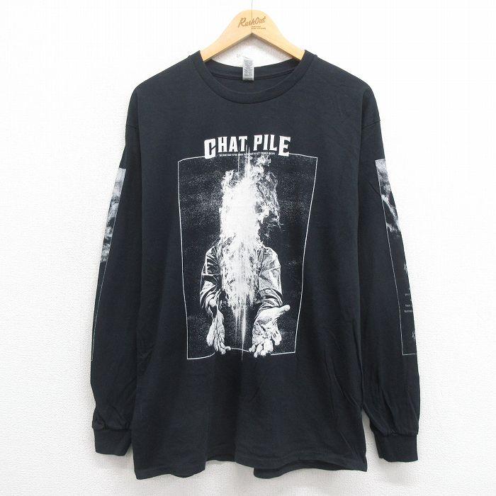 L/古着 長袖 ロック バンド Tシャツ メンズ CHAT PILE コットン クルー