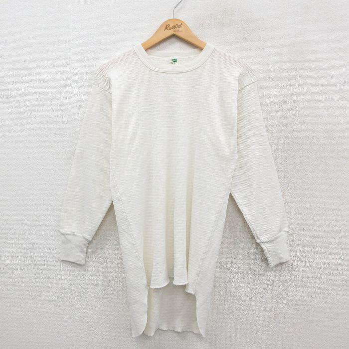 古着 ビンテージ 80s USA ヘインズサーマル インナー 長袖 Tシャツ 白 80s USA製 Hanes ヘインズ サーマル 長袖 ロンT インナー S96