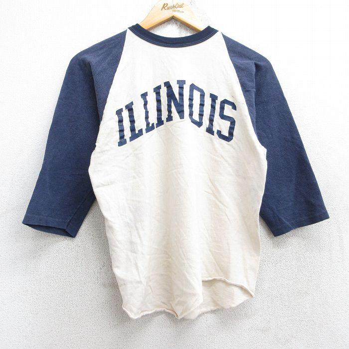 20%OFF】M/古着 長袖 ビンテージ Tシャツ メンズ 80s イリノイ 