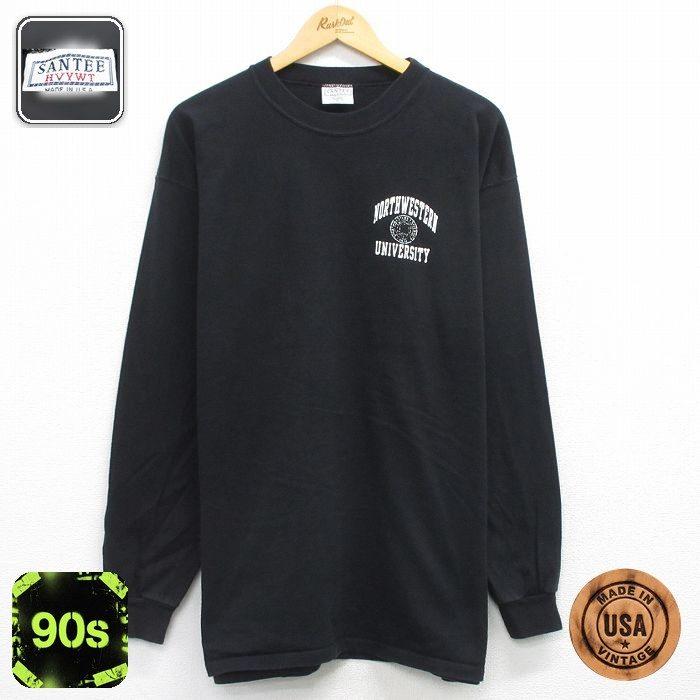 XL/古着 長袖 ビンテージ Tシャツ メンズ 90年代 90s NORTHWESTERN