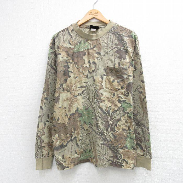 L/古着 長袖 ビンテージ Tシャツ メンズ 90年代 90s メッシュ地 