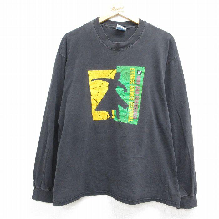 XL/古着 ヘインズ 長袖 ビンテージ Tシャツ メンズ 90年代 90s ETHNIC