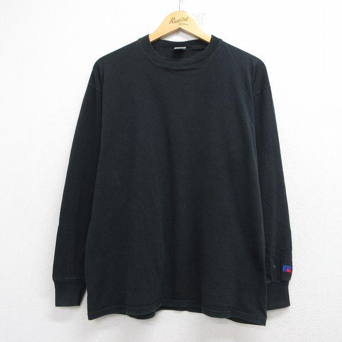 L/古着 ラッセル 長袖 ビンテージ Tシャツ メンズ 80年代 80s 無地