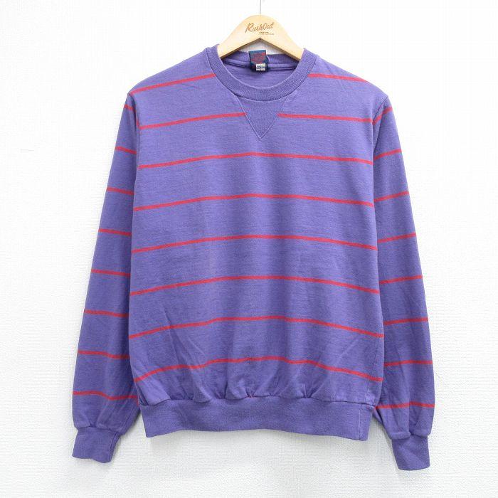 L/古着 長袖 ビンテージ Tシャツ メンズ 90年代 90s コットン USA製 紫