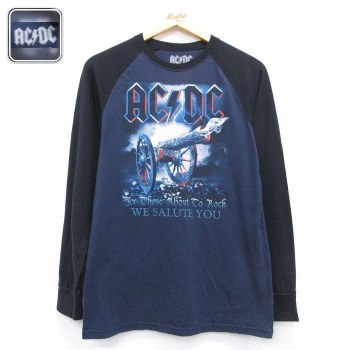 M/古着 長袖 ロック バンド Tシャツ メンズ AC/DC ラグラン クルー