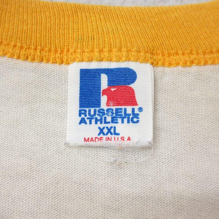 XL/古着 ラッセル 7分袖 ビンテージ Tシャツ メンズ 80年代 80s 無地