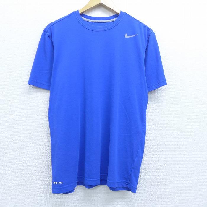 M 古着 半袖 ブランド Tシャツ ナイキ Nike ワンポイントロゴ ドライフィット クルーネック 青 ブルー jun30 中古 メンズ Tsbd 古着屋rushout 通販 Yahoo ショッピング