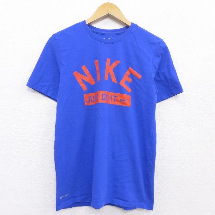 S 古着 半袖 ブランド Tシャツ ナイキ Nike ビッグロゴ Just Do It ドライフィット クルーネック 青 ブルー 21mar16 中古 メンズ Tsbd 古着屋rushout 通販 Yahoo ショッピング