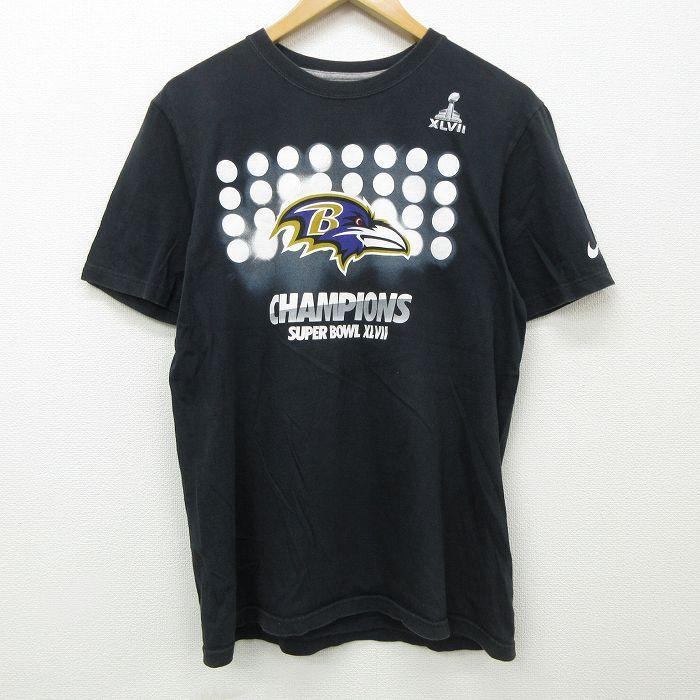 ファッション通販 コットン ワンポイントロゴ ボルティモアレイブンズ Nfl メンズ Tシャツ ブランド 半袖 Nike ナイキ M 古着 古着ナイキnike半袖ブランドtシャツメンズnflボルティモアレイ クルーネック スーパーボウル アメフト ブラック 黒 Tシャツ カットソー