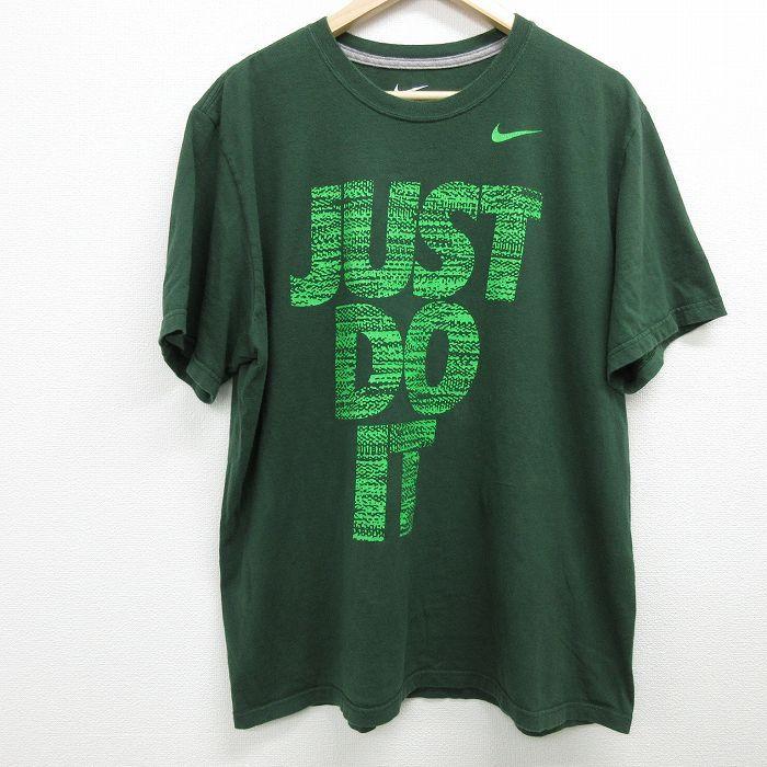 Xl 古着 ナイキ Nike 半袖 ブランド Tシャツ メンズ ワンポイントロゴ Just Do It 大きいサイズ コットン クルーネック 緑 グリーン 21jul22 中古 Tsbd 古着屋rushout 通販 Yahoo ショッピング