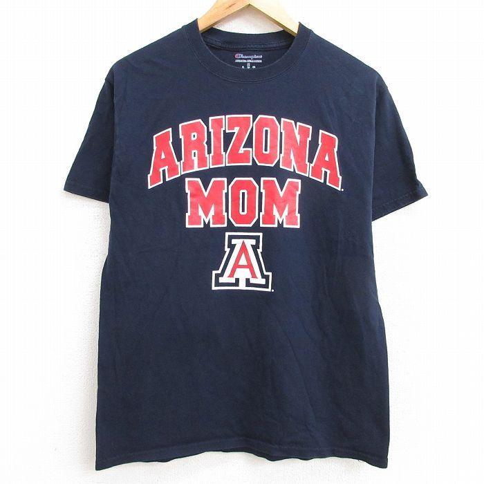 M 古着 チャンピオン Champion 半袖 ブランド Tシャツ メンズ アリゾナ Mom コットン クルーネック 紺 ネイビー 21aug02 中古 Tsbd 古着屋rushout 通販 Yahoo ショッピング