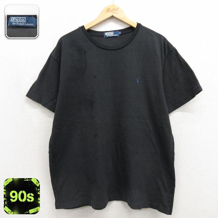 90s USA製　ラルフローレン　Tシャツ　ブラック　鹿の子　XL POLO RALPH LAUREN（ポロ・ラルフローレン） XL/古着 ラルフローレン