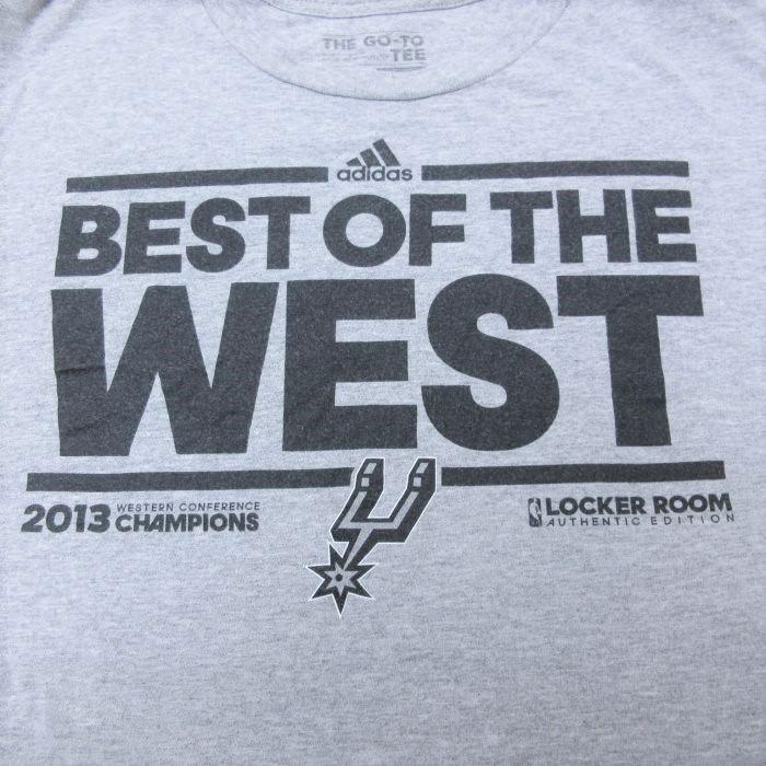 L/古着 アディダス adidas 半袖 ブランド Tシャツ メンズ NBA サンアントニオスパーズ クルーネック グレー 霜降り バスケットボール 2｜furugiyarushout｜02