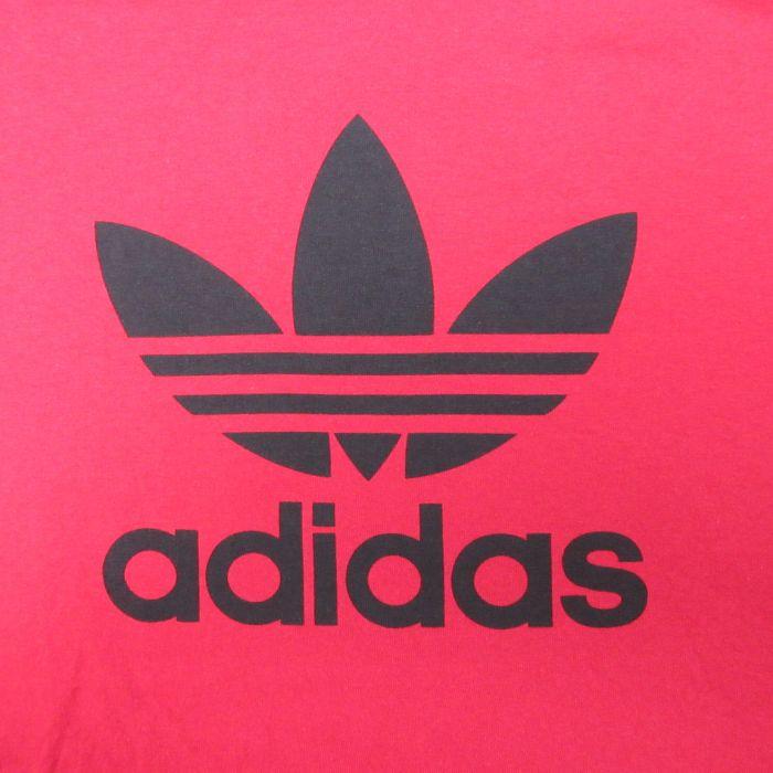 XL/古着 アディダス adidas 半袖 ブランド Tシャツ メンズ ビッグロゴ リーフ トレフォイル 大きいサイズ コットン クルーネック 赤 レ｜furugiyarushout｜02