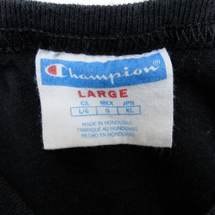 M/古着 チャンピオン Champion 半袖 ブランド Tシャツ メンズ ビッグロゴ コットン クルーネック 黒 ブラック 24mar01 中古｜furugiyarushout｜03