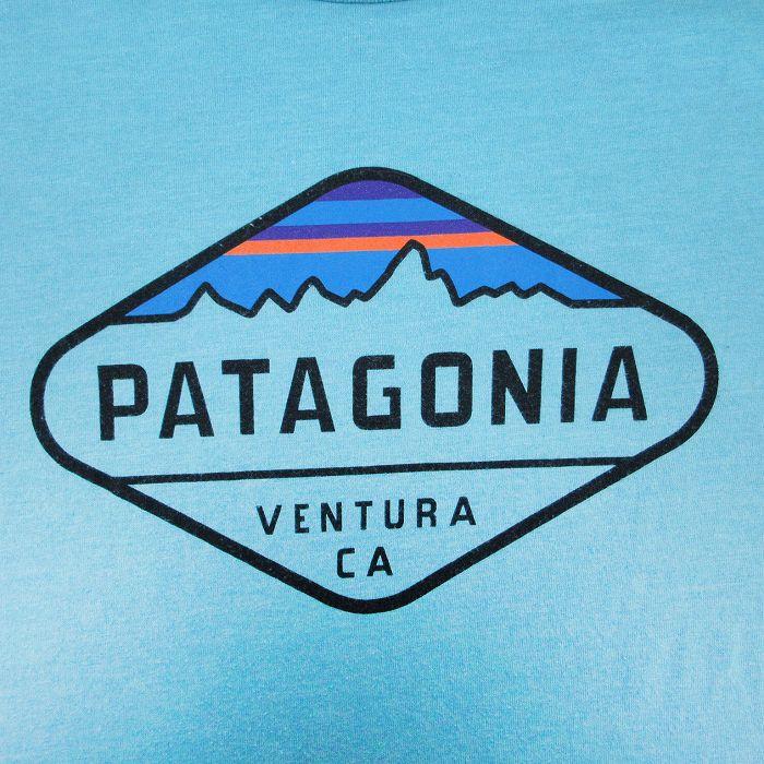 XL/古着 パタゴニア patagonia 半袖 ブランド Tシャツ メンズ ビッグロゴ クルーネック 水色 24apr15 中古｜furugiyarushout｜02